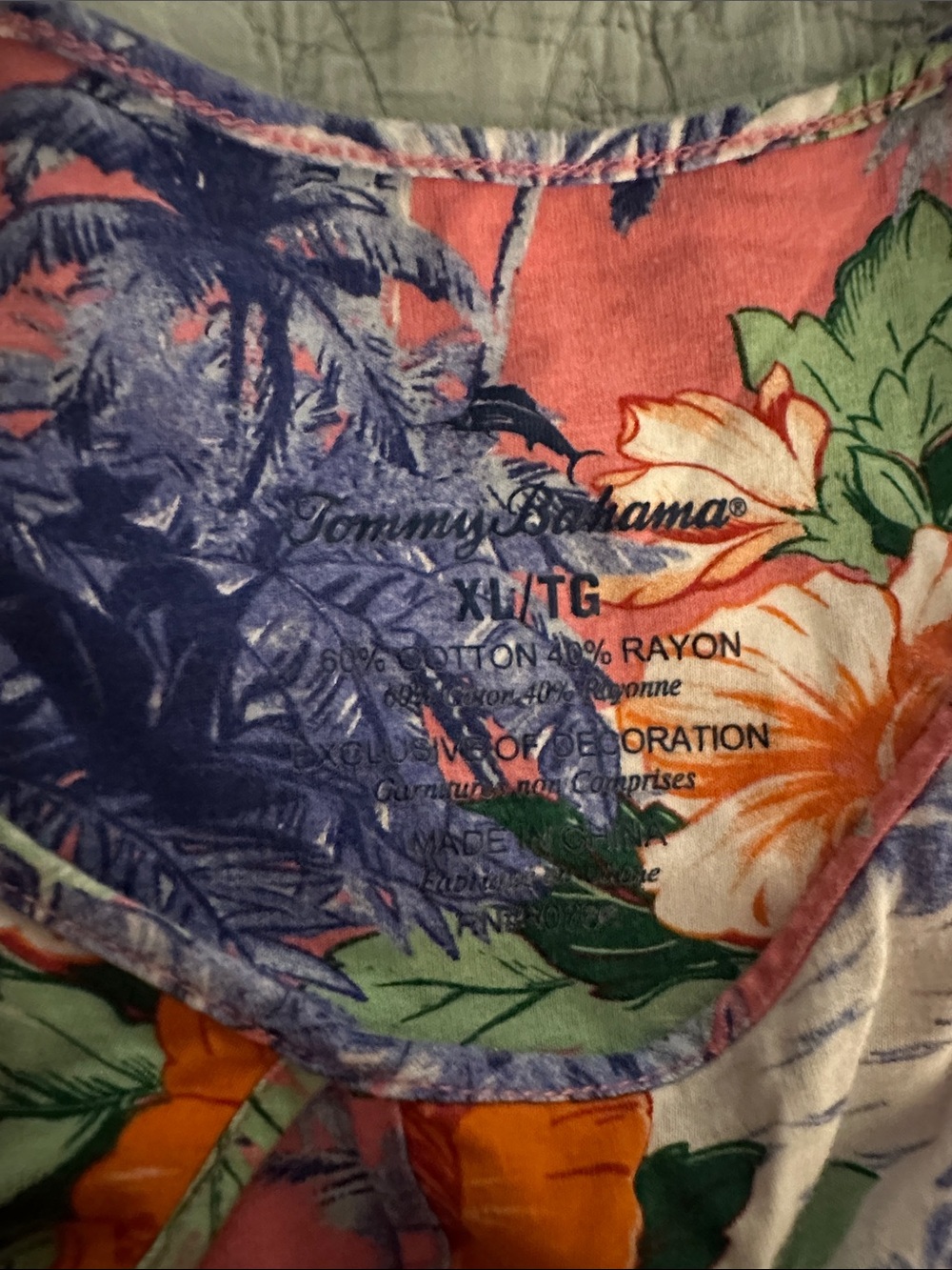 Tommy Bahama Pink Tropical Floral Tank with Blue and Green Accents - Picture 2 of 2